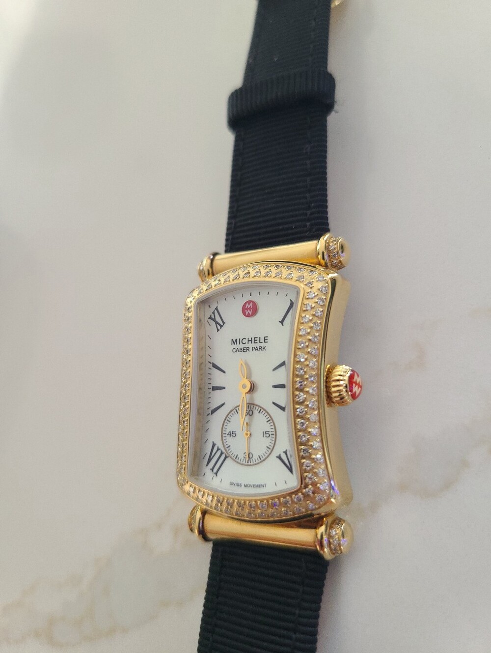 Michele Caber Park Gold Diamond Ladies Watch - Picture 2 of 9
